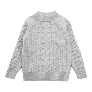 儿童套头毛衣100%羊毛衫百搭男童圆领针织衫女童加厚保暖打底套衫