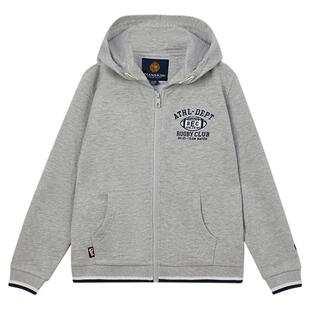 eland kids衣恋童装女童卫衣春秋休闲学院风男童logo刺绣连帽外套