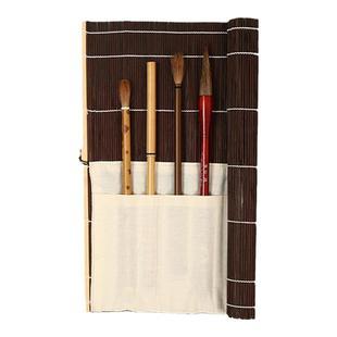 日式竹制笔卷 褐色简约笔袋古风新竹帘老竹色透气笔帘袋收纳袋