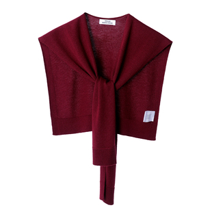 春秋薄款空调房安可拉酒红针织羊毛披肩外搭女2025新款百搭护肩颈