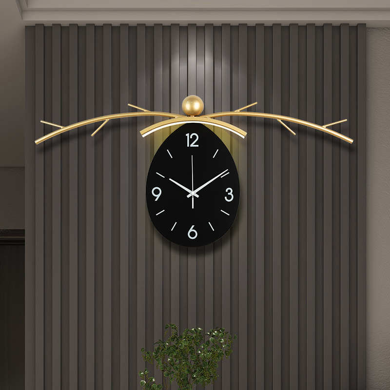 挂钟客厅背景墙壁灯高档格栅挂墙装饰时钟现代简约2025年新款钟表
