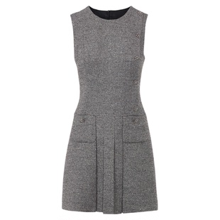 朗姿圆领小香风A字裙摆连衣裙干练知性通勤裙子女2026年夏季新款