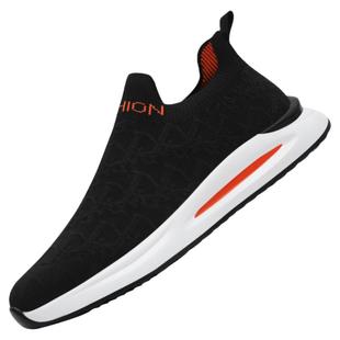 男鞋春季2026新款潮流透气男士运动休闲鞋秋款飞织网布面黑色鞋子