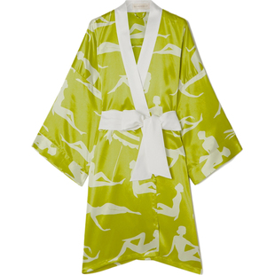 【折扣】Olivia von Halle 秋女印花丝缎睡袍