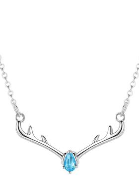 银琴项链925银十字链女锆石