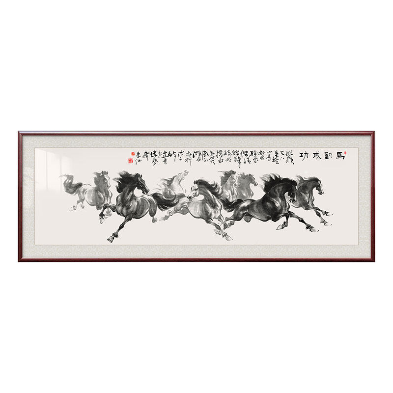 八骏图马到成功客厅挂画八骏图