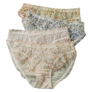 Gukoo/果壳内裤女春夏满印新款网纱抗菌纯棉裆女士4条装内裤组合