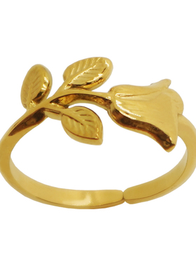 荒野鹰女钛钢镀18K真金玫瑰戒指