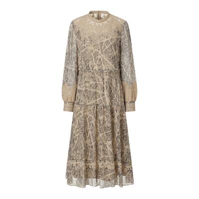 VGRASS优雅重工盘绳绣真丝连衣裙