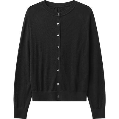 【羊毛】播商场同款黑色休闲开衫女秋新款松弛羊毛衫BDR8UD3276