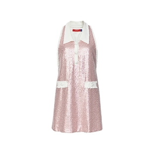lefame拉飞姆华丽珠片网球运动粉色连衣裙
