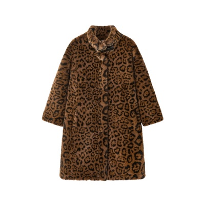 OPCP童装黄棕南美貂仿皮草外套