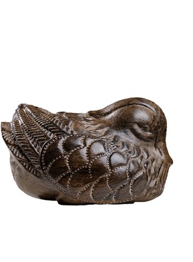 天然金丝楠木阴沉木鸳鸯手把件