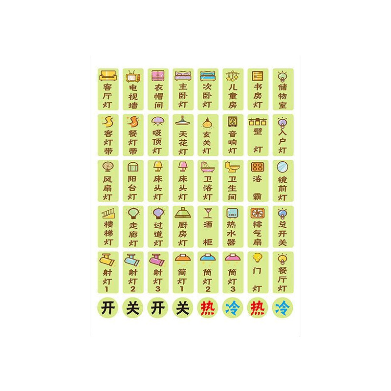 夜光自粘开关贴48种标识指示贴