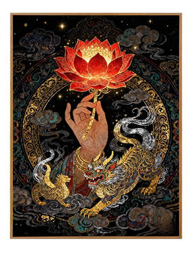 5d佛手莲花粘贴钻石画满钻新款佛系禅意中堂砖石秀十字绣手工观音