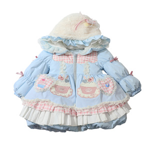 2025冬季女童洛丽塔羽绒服儿童可爱洋气加厚保暖90白鸭绒连帽外套