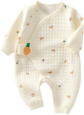 新生婴儿连体衣服保暖夹棉秋冬款