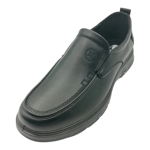 道州牌商务休闲男鞋一脚蹬软底舒适皮鞋黑色爸爸鞋道县皮鞋5091