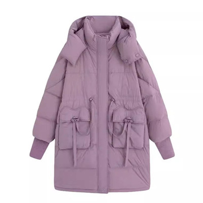 胖mm冬中长款白鸭绒羽绒服外套