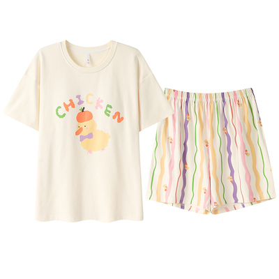 夏季新款带胸垫睡衣家居服短袖女