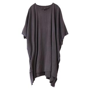 摩卡-春/听花香归野  46姆米柞蚕丝中长款T恤裙气质宽松袍子防晒