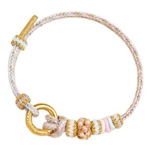 手绳编织绳手链diy半成品可穿平安扣素圈领花黄金转运珠红绳礼物