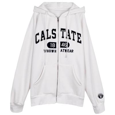 落落狷介加绒加厚白色卫衣女