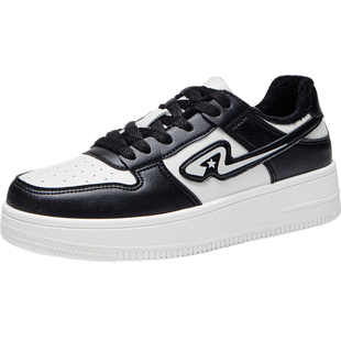 人本板鞋女款2026新款秋冬款加绒加厚保暖女鞋厚底百搭休闲二棉鞋