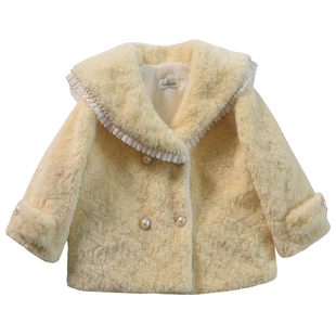 儿童皮草外套冬季泰迪仿羊羔毛毛绒绒女童宝宝中大童女孩加绒棉服