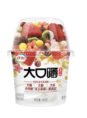 伊利大口嚼酸奶180g/杯奶源五谷一刻学生早餐奶谷物干酪芝士搅拌