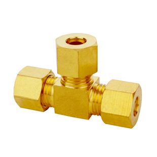 铜三通卡套接头黄铜卡套式4/6/8/10/12mm加湿器船舶铜管三通接头