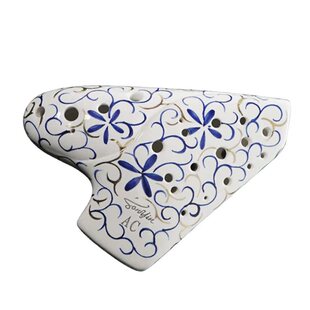 【松音】手绘青花描金三管AC陶笛 专业演奏型陶笛乐器宽音域笛子