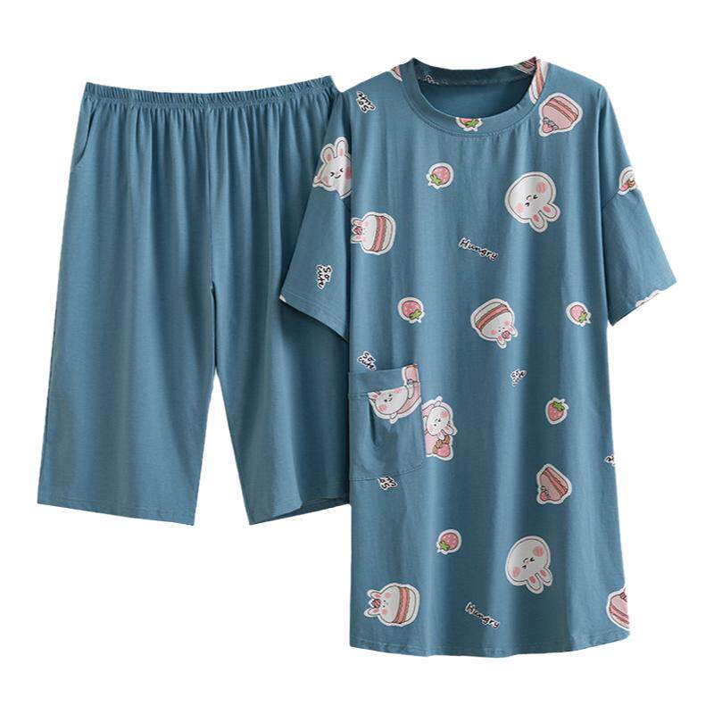 女针织棉卡通长款家居服睡衣