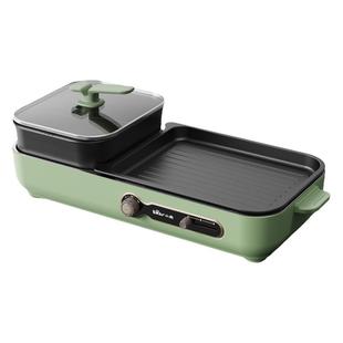 小熊电烧烤炉家用鸳鸯电火锅轻烟多功能室内煎烤肉盘串机涮一体锅