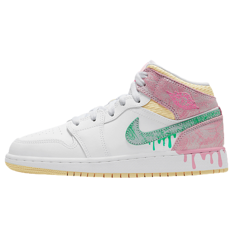 Air Jordan 1 Mid Low AJ1白粉冰激凌女子篮球鞋 DD1666-100