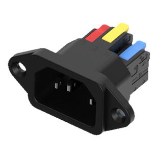 汇君免焊接品字插座快速接线按压式机箱电源插座三芯公座250V10A