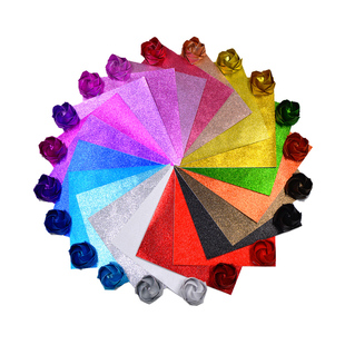 儿童手工折纸正方形闪粉纸千纸鹤折纸金粉闪钻彩纸川崎玫瑰材料