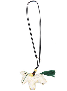 桑蚕丝香云纱串珠小马坠挂件项链