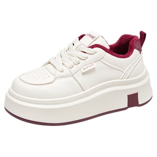 达芙妮加绒小白鞋女2025新款冬季保暖棉鞋厚底运动休闲鞋子女鞋冬