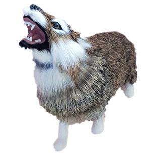 真皮新款仿生模型仿真野生世界白狼雪狼灰狼咆哮狼狼狗野狼动物园