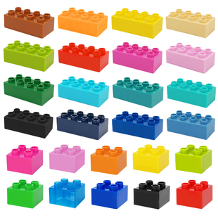 兼容乐高得宝大颗粒积木墙配件长方形2X4高砖8孔基础散装称斤玩具
