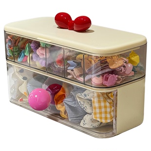 可爱发饰收纳盒小女孩皮筋发夹头绳儿童头饰整理盒透明分隔首饰盒