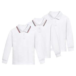初高中小学生校服polo衫长袖t恤春秋男女生白色打底衫初中生班服