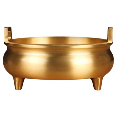 冲天方耳铜香炉家用供奉上香