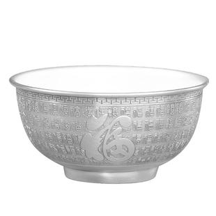 滇庆堂 银碗999纯银家用雪花银碗三件套食用熟银碗足银宝宝餐具