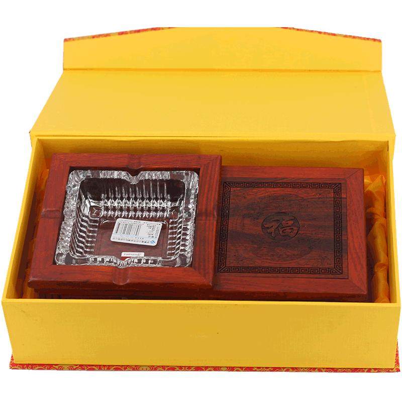 实木烟灰缸木质中式烟缸红木办公室木头创意个性复古大号水晶礼物
