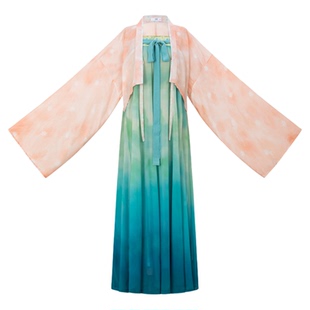 花朝记｜清泉｜唐制汉服法门寺披衫齐胸交窬裙绿色人丝日常风显瘦