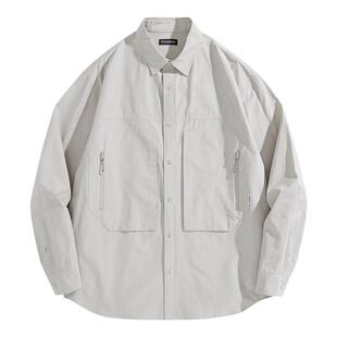 太平鸟男装衬衫春夏阔版外穿式工装潮 B2CHE2226