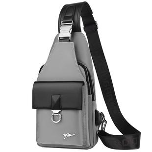 度森袋鼠胸包男大容量牛津布单肩斜挎包男士休闲斜跨胸前小背包潮