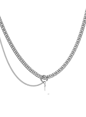 美式hiphop古巴吊坠项链钛钢嘻哈